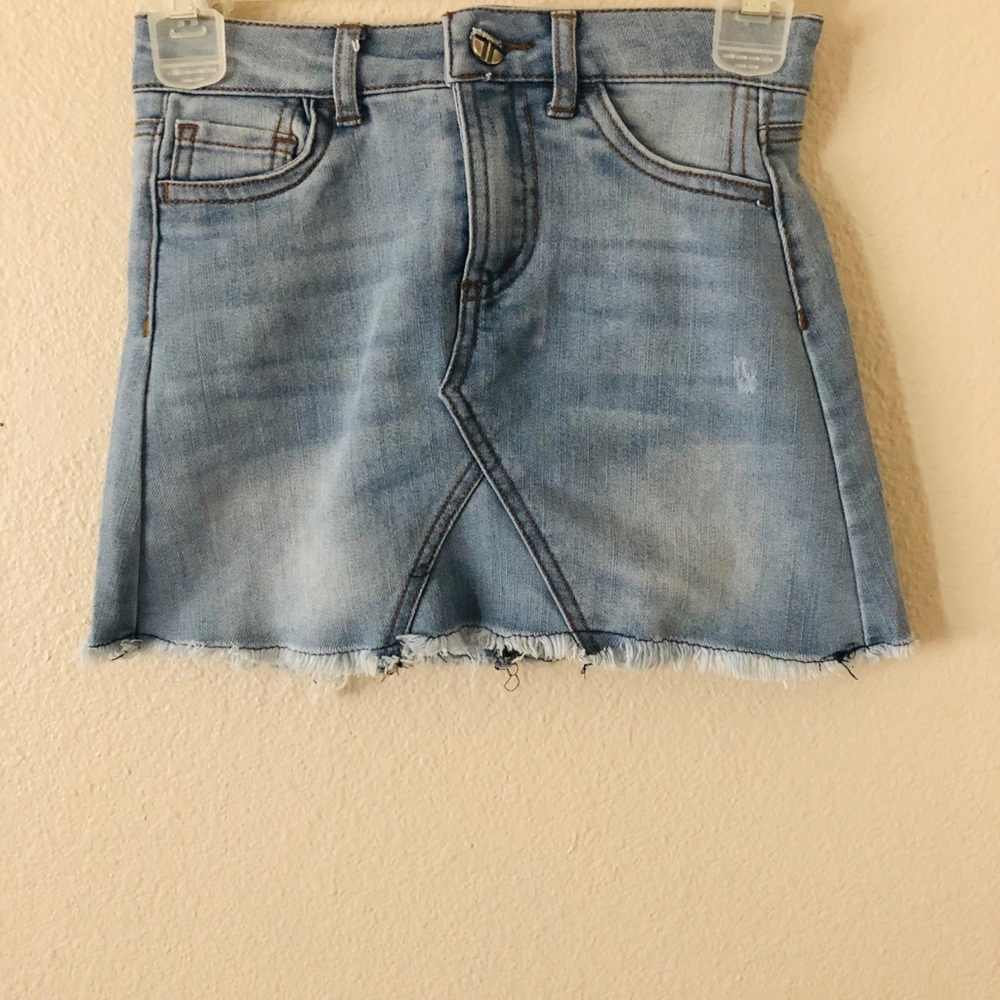 A blue jean skirt